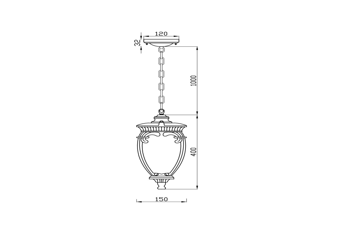 Pendul pentru exterior Fleur O414PL-01GB, 1xE27, bronz+transparent, IP44, Maytoni