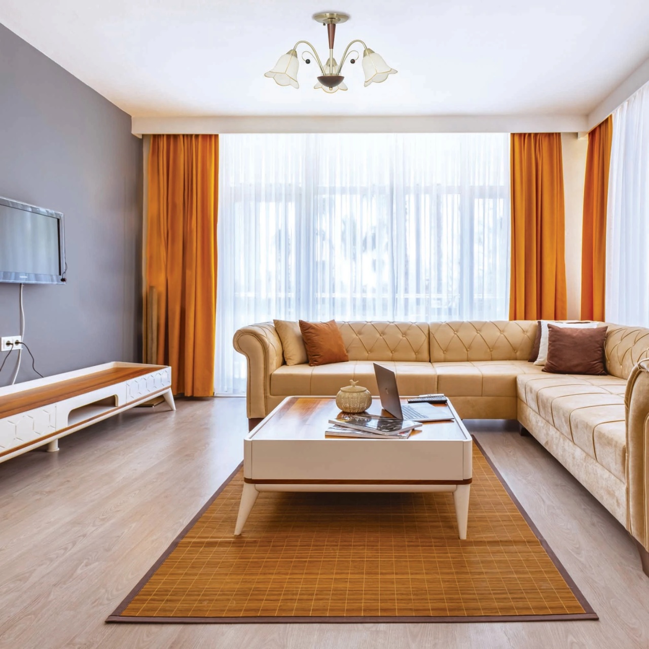 Plafoniera Giulia KL-7221, 3xE14, bronz satin + imitatie lemn + alb, stil clasic, Klausen - imagine 6