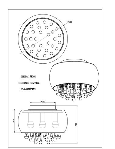 Plafoniera Kalla 15809D, 5xE14, crom, IP20, Globo Lighting