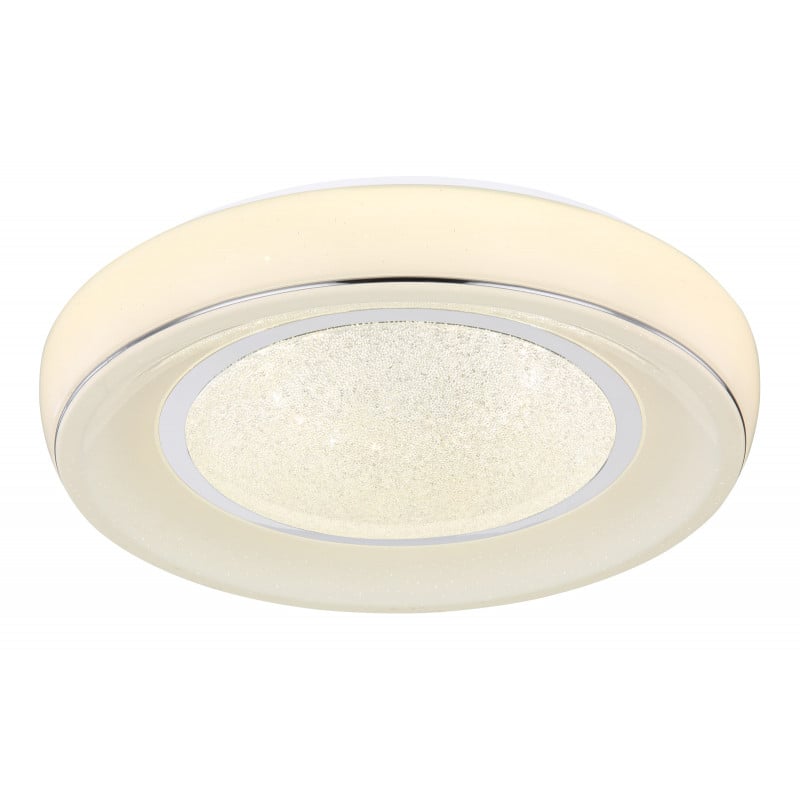 Plafoniera LED Mickey 483110-24, cu telecomandă, 24W, 1700lm, lumina calda+neutra+rece, IP20, alba+crom, Globo Lighting