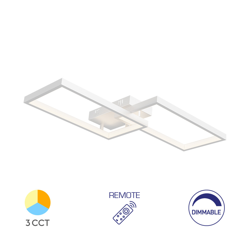 Plafoniera LED Nela BR-BH17-04490, cu telecomanda, 40W, 4400lm, lumina calda+neutra+rece, IP20, alba, Braytron