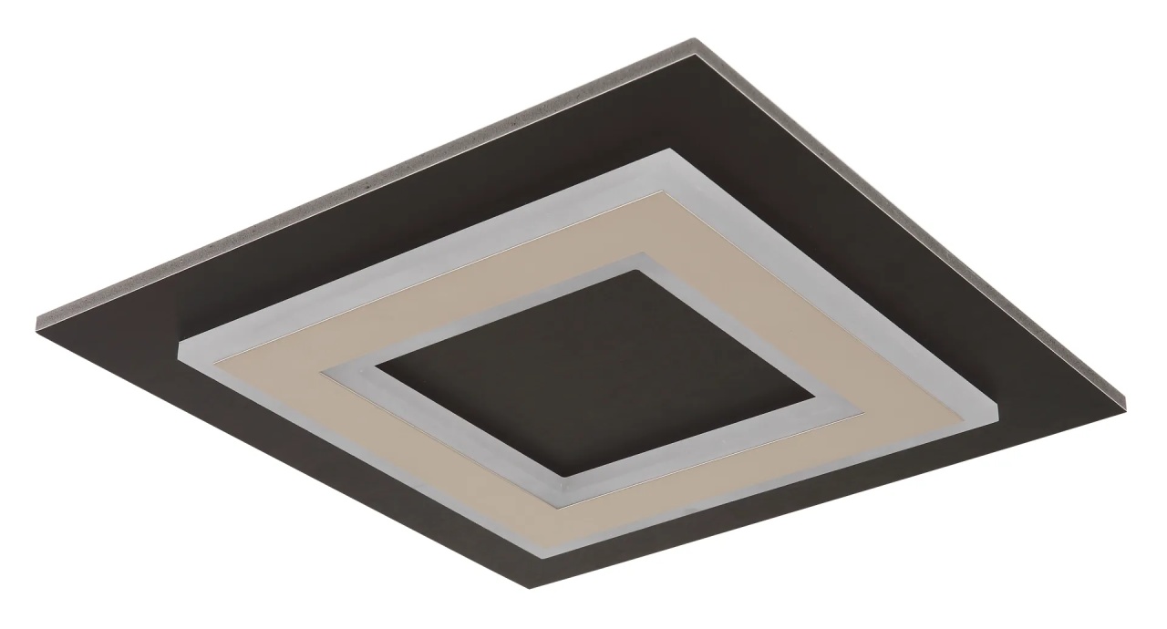 Plafoniera LED patrata Globo Lighting, JAYDEN 24W, 680 lm, lumina calda (3000K), IP20, negru/champagne/maro inchis - 1 | YEO