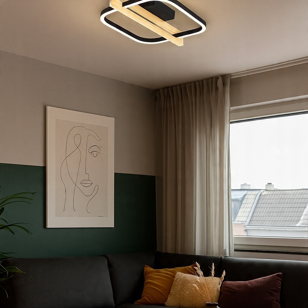Plafoniera Privio, 16W, lumina neutra (4000 K), 1500lm, 42x33cm, neagra/alba, Masterled - 1 | YEO