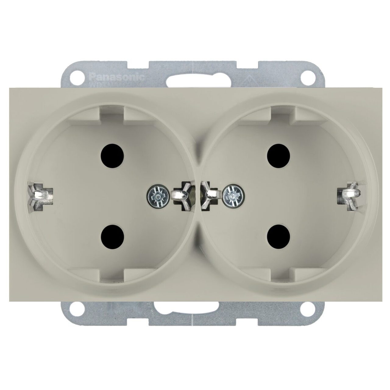 Priza dubla cu impamantare 16A, IP20, Sandstone, Panasonic Karre Plus 55 Soft Touch