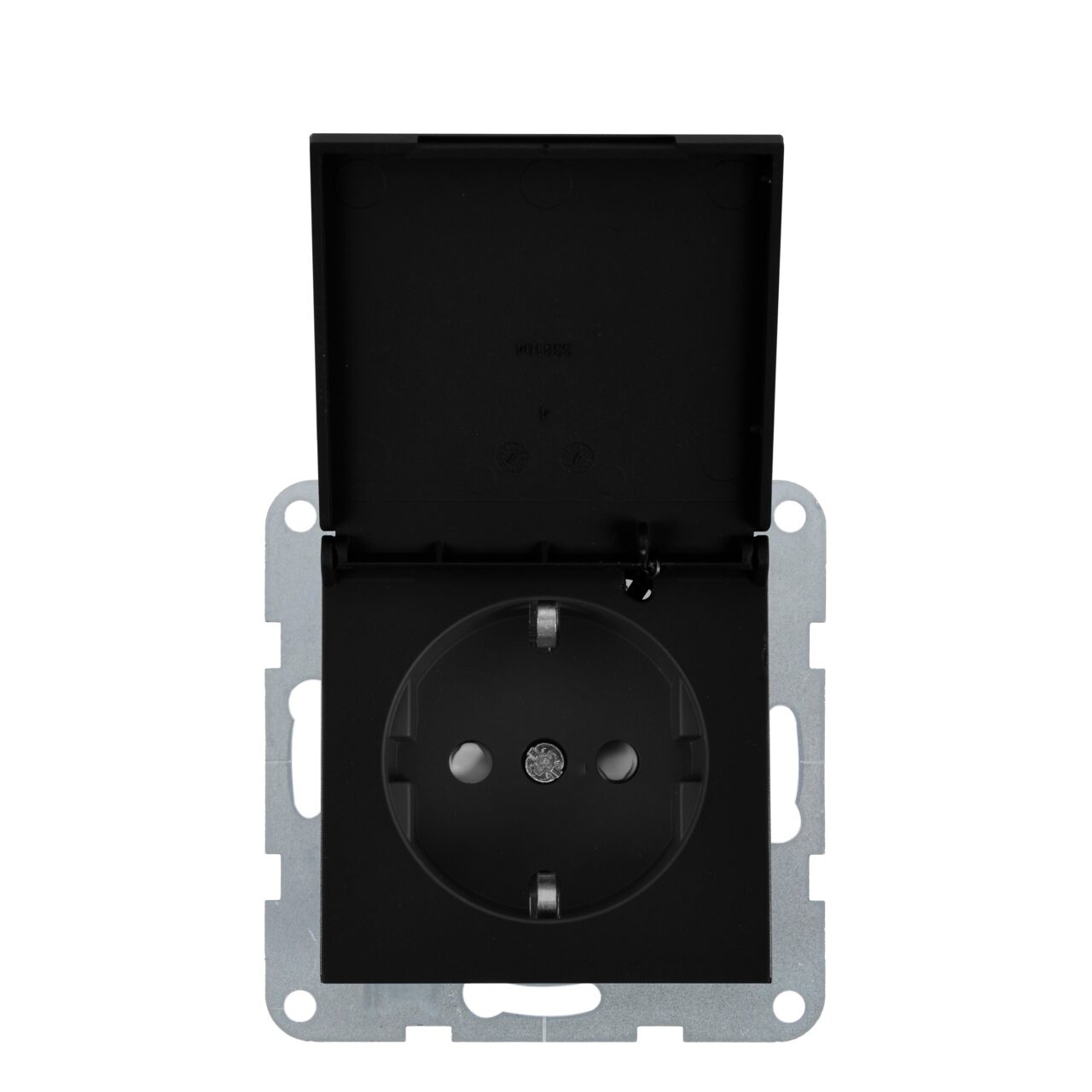 Priza simpla cu impamantare si capac, protectie copii, 16A, IP20, Negru, Panasonic Karre Plus 55