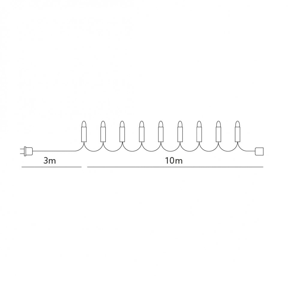 Sir luminos 100 leduri, 10 metri, 7 programe, 3.6W, lumina rece, Kobi - 1 | YEO