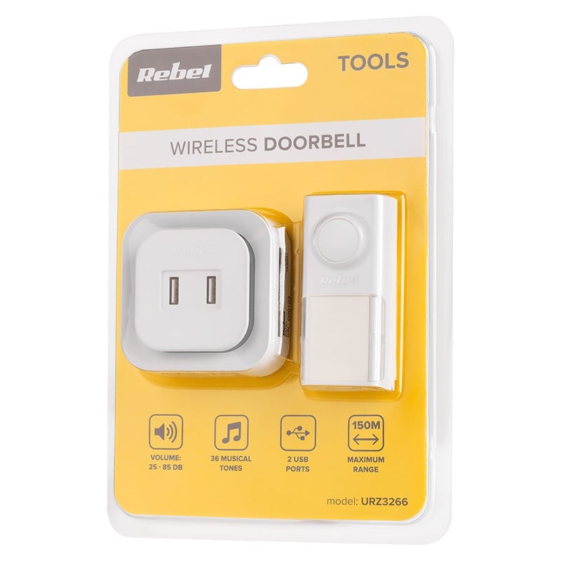 Sonerie wireless, pana la 100m, 2 USB, alimentare la priza, Rebel