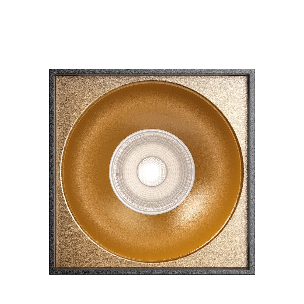 Spot aplicat GU10 patrat Beta, aluminiu, negru-auriu, IP20, Braytron - imagine 3