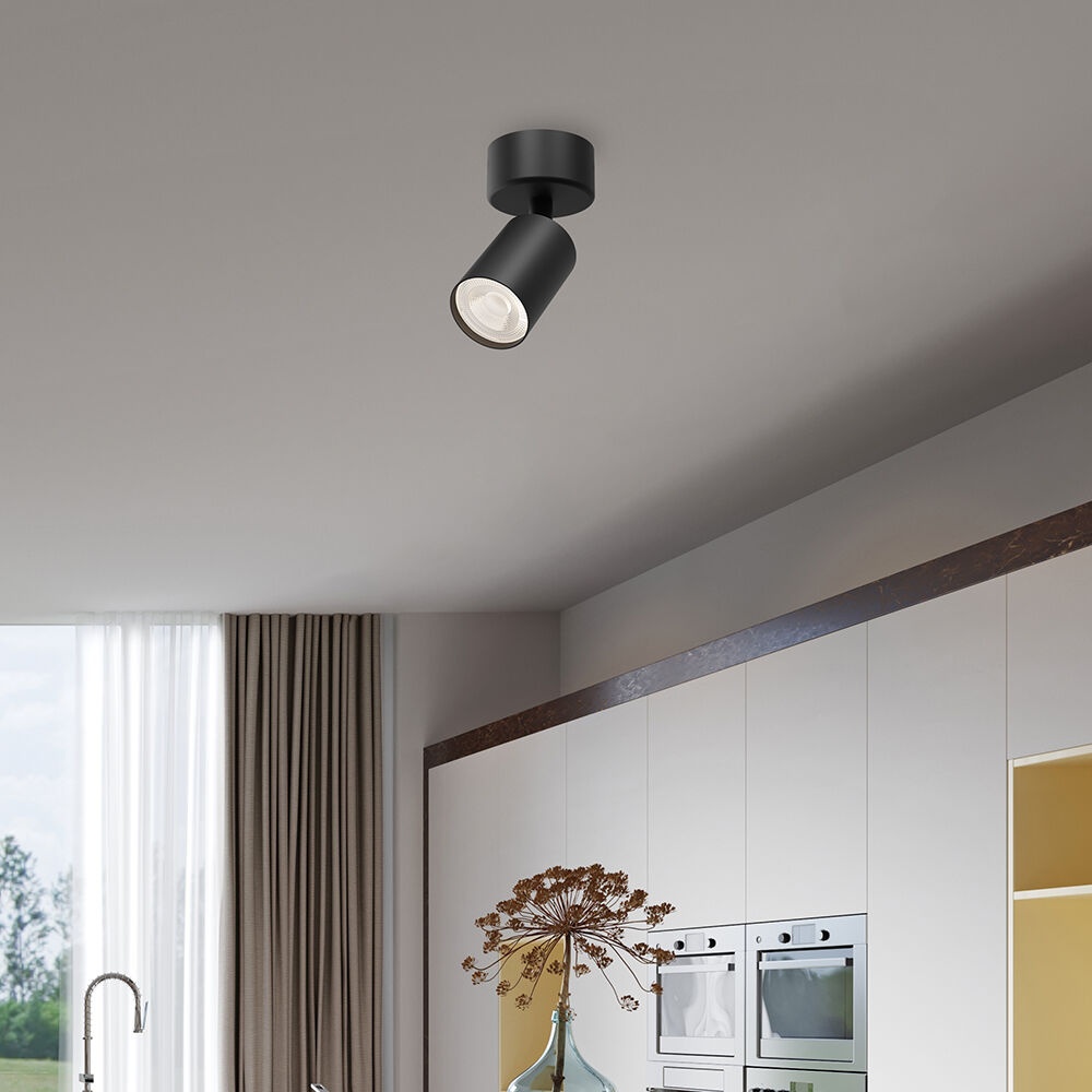 Spot aplicat GU10 rotund Beta, aluminiu, negru, IP20, Braytron - imagine 2