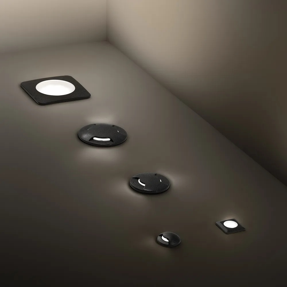 Spot incastrat patrat exterior Way Wide D120, 1xGX53, IP67, negru, Ideal Lux
