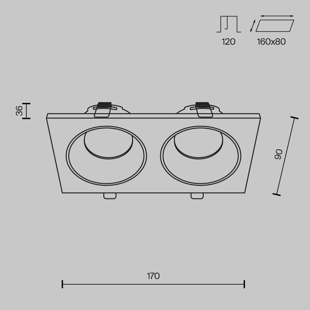 Spot Zoom DL033-2-02B, incastrat, 2xGU10, negru, IP65, Maytoni