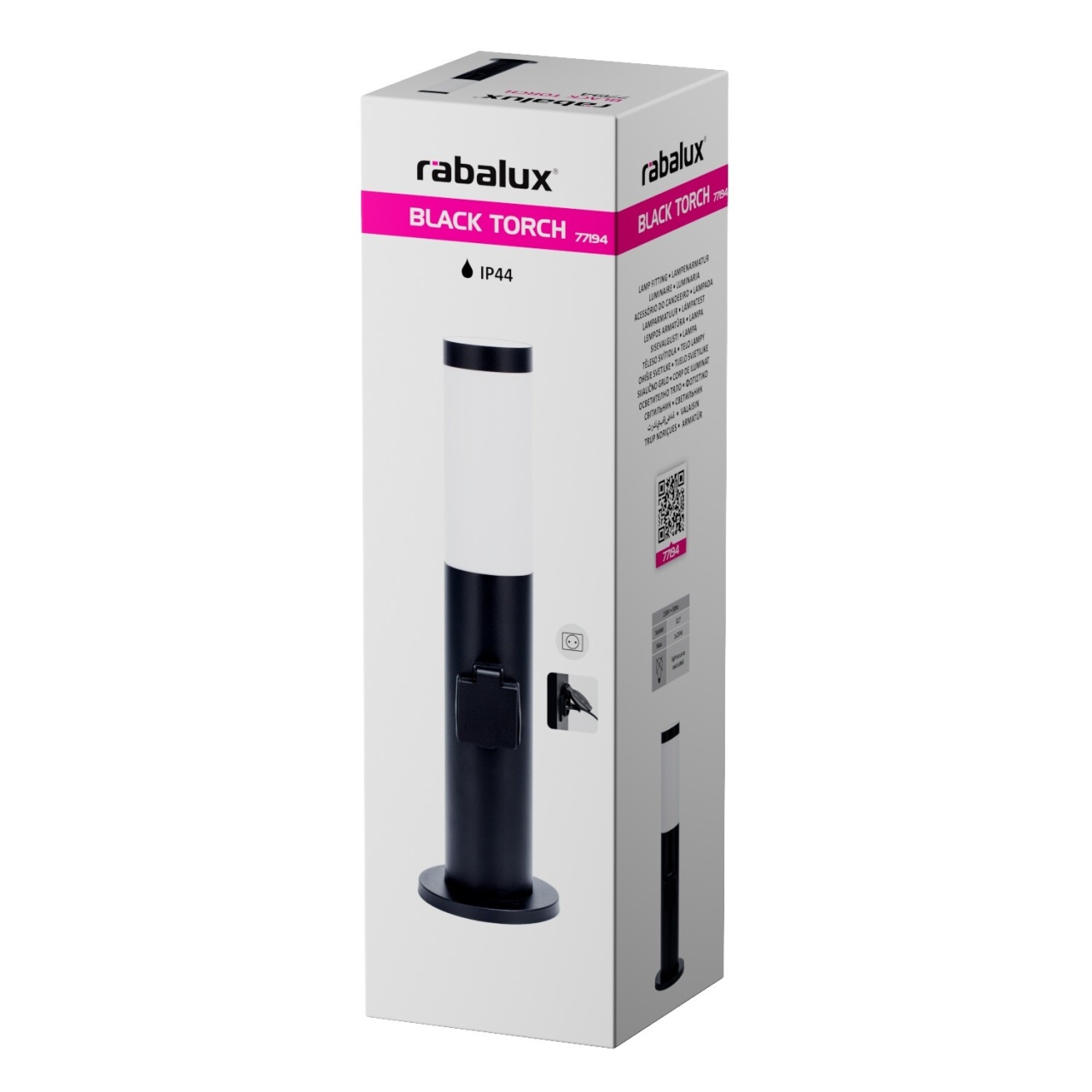 Stalp exterior Black Torch cu priza integrata, 1xE27, IP44, negru, Rabalux - Imagine 5