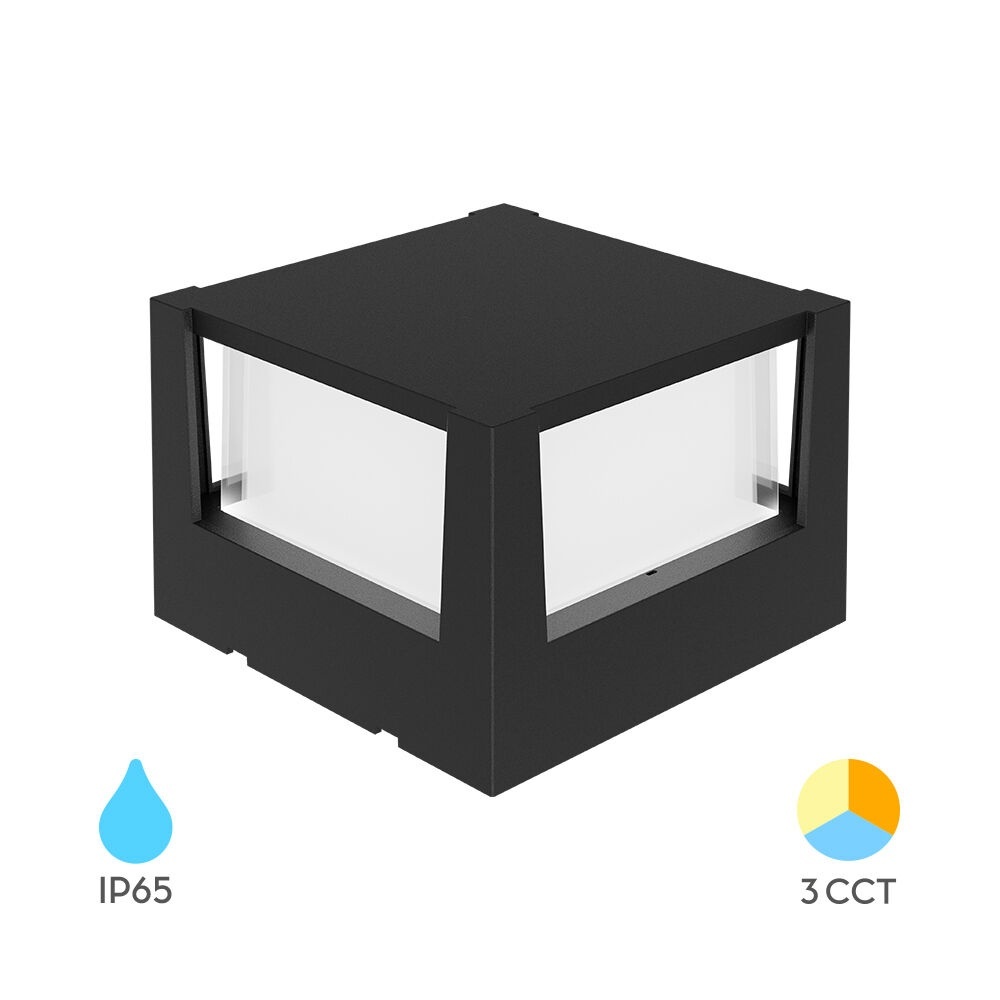 Stalp LED pentru exterior patrat, 15W, 1450lm, lumina calda/neutra/rece, negru, Braytron