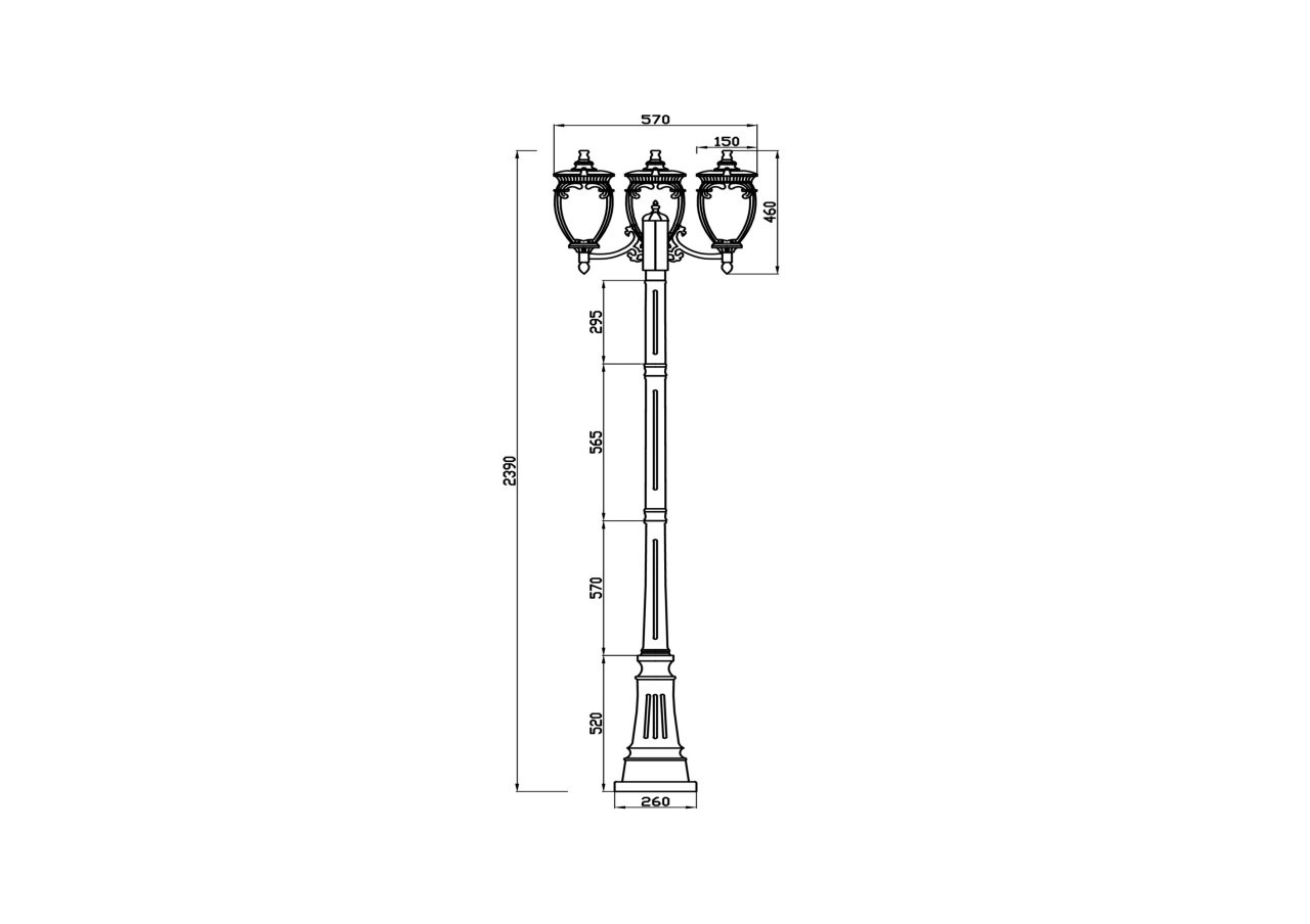 Stalp pentru exterior Fleur O414FL-03GB, 3xE27, bronz+transparent, IP44, Maytoni