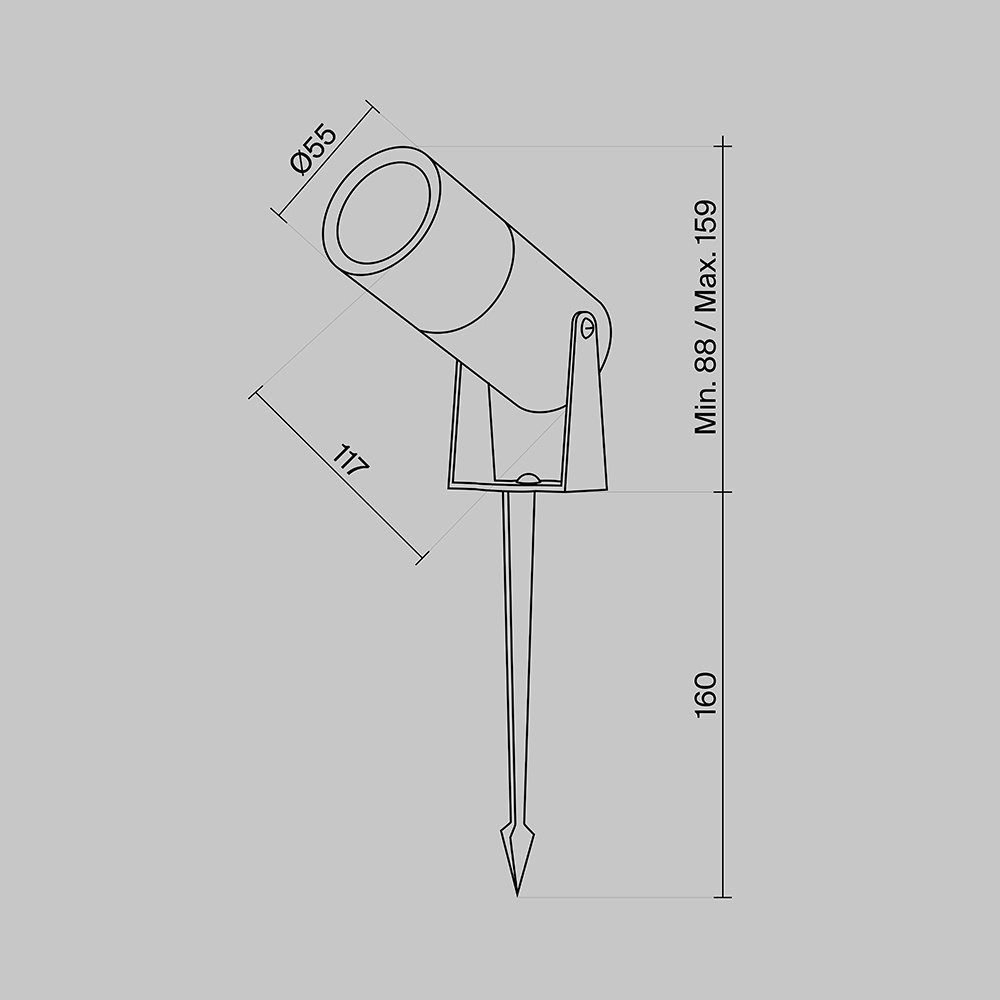 Stalp pentru exterior LED Bern O050FL-L5GF3K, 5W, 280lm, lumina calda, IP65, grafit, Maytoni