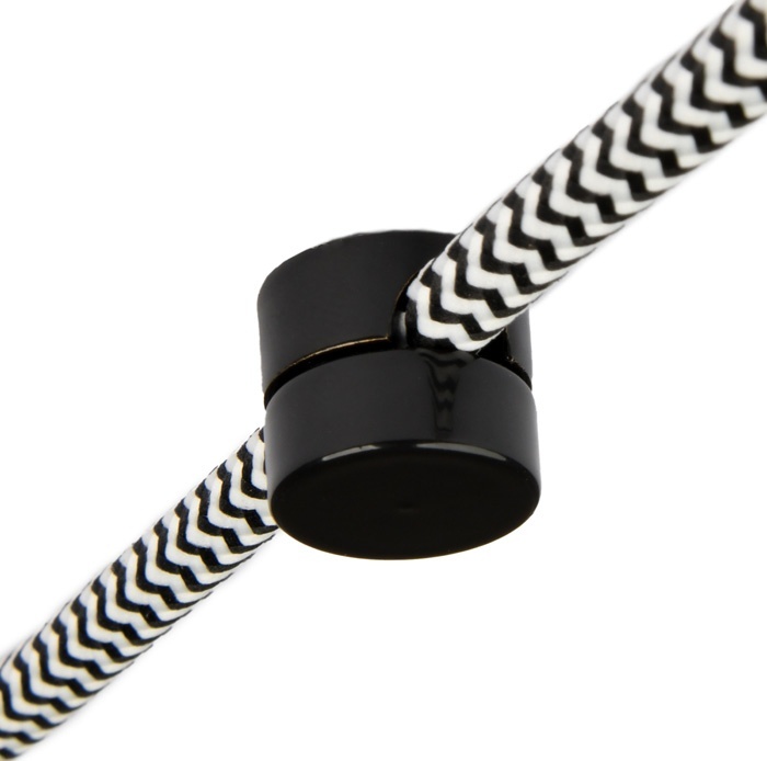 Suport cablu textil, 2x0.75 mm, metal, negru lucios