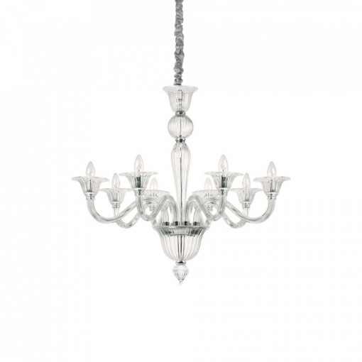 Candelabru BRIGITTA SP8, sticla, transparent, 8 becuri, dulie E14, 199382, Ideal Lux