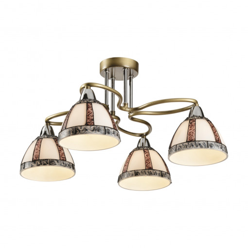 Candelabru Echo 4, 4 becuri, dulie E27, bronz+crom, Klausen