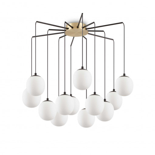 Candelabru RHAPSODY, metal, sticla, negru, alb, 12 becuri, dulie G9, 236957, Ideal Lux