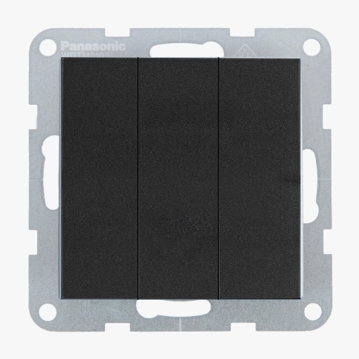 Intrerupator triplu 10A, IP20, Negru, Panasonic Karre Plus 55