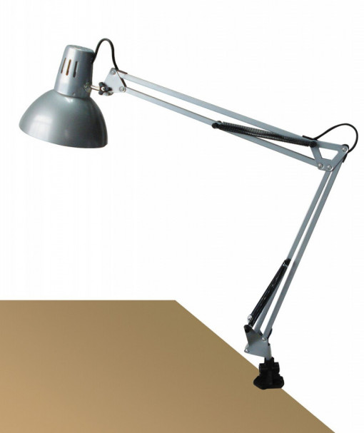 Lampa de birou Arno 4216, cu intrerupator, clema, 1xE27, argintie, IP20, Rabalux