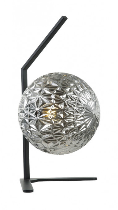Lampa de birou JUNO TL1, metal, sticla, argintiu, fumuriu, negru, 1 bec, dulie E27, 108002, Klausen