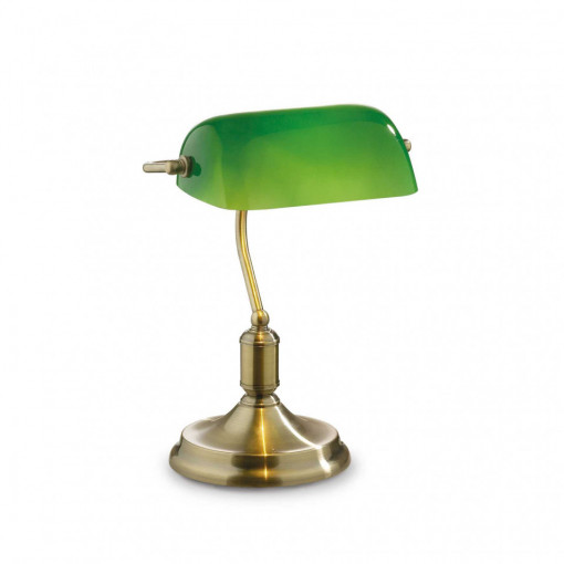 Lampa de birou Lawyer TL1 045030, cu intrerupator, 1xE27, bronz+verde, IP20, Ideal Lux