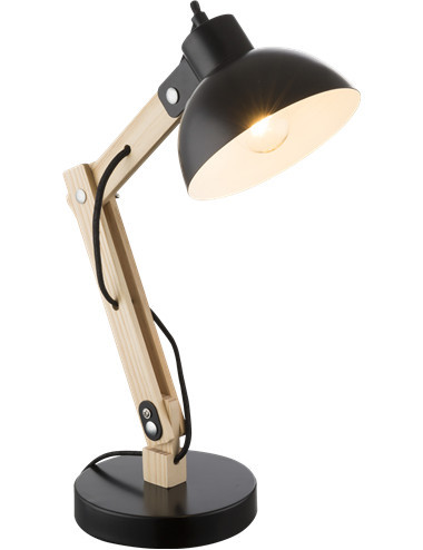 Lampa de birou Tongariro 21504, cu intrerupator, orientabila, 1xE27, neagra+naturala, IP20, Globo