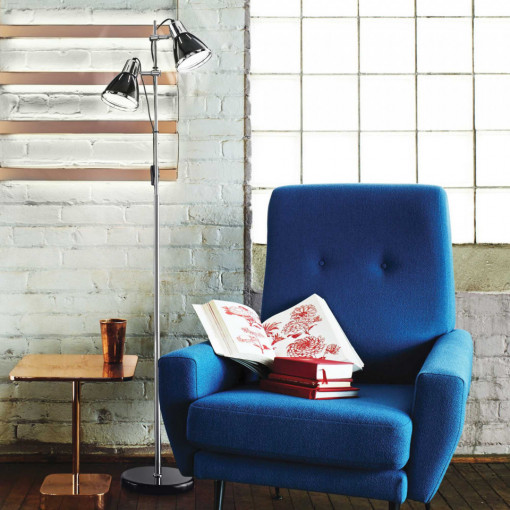 Lampadar ELVIS PT2, metal, negru, 2 becuri, dulie E27, 001197, Ideal Lux