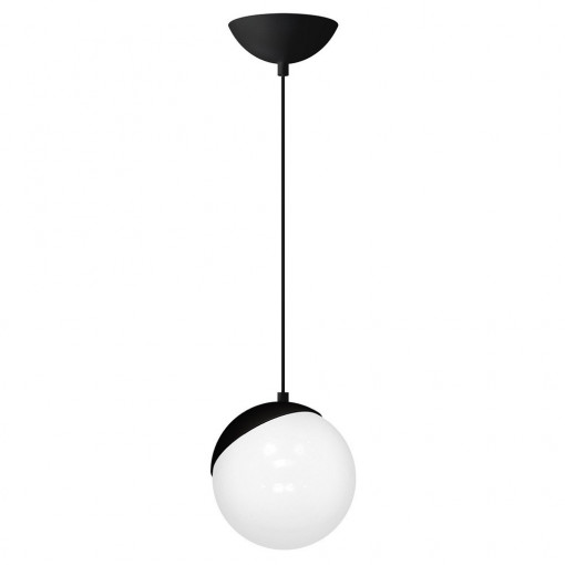 Pendul Globe, 1 bec, dulie E14, alb, negru, metal, sticla, Klausen