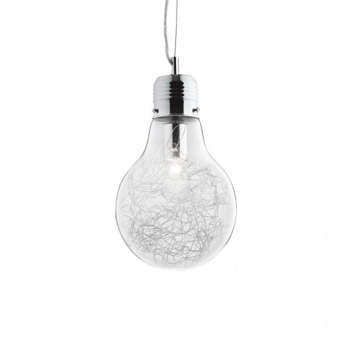 Pendul Luce Max 033679, 1xE27, crom+transparent, IP20, Ideal Lux