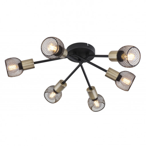 Plafoniera Fiastra 54028-6S, 6xE14, neagra+bronz, IP20, Globo Lighting