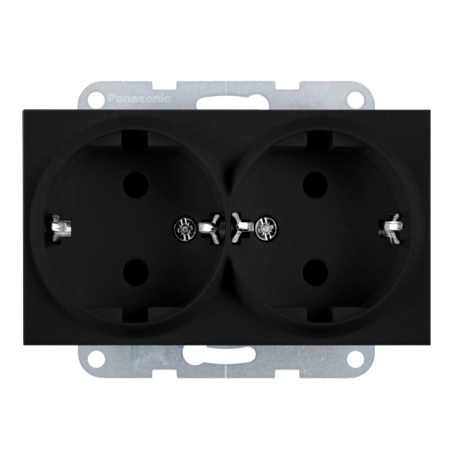 Priza dubla cu impamantare 16A, IP20, Negru, Panasonic Karre Plus 55