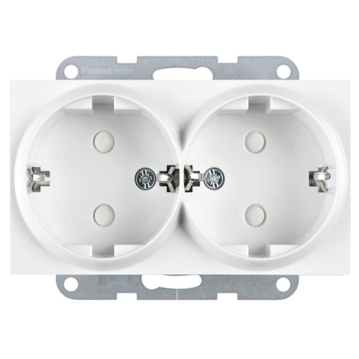 Priza dubla cu impamantare, protectie copii, 16A, IP20, Alb, Panasonic Karre Plus 55 [1]- savelectro.ro