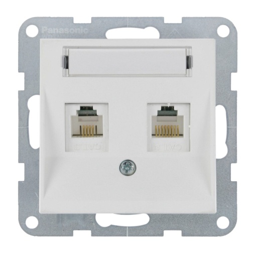 Priza dubla internet cat 6, IP20, Seashell, Panasonic Karre Plus 55 Soft Touch