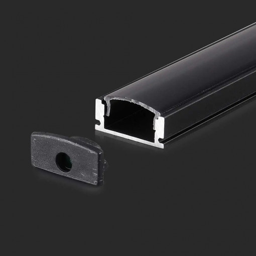 Profil aluminiu banda led aplicat, 2 metri, negru, V-TAC