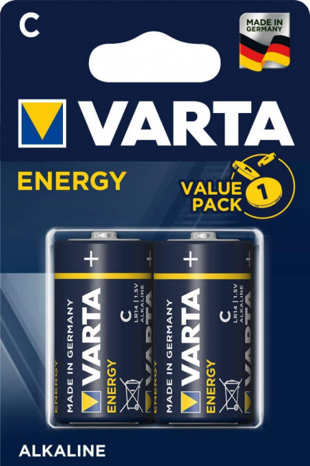 Set 2 baterii R14 Alkaline, Varta Energy