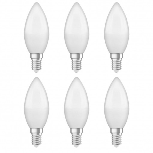 Set 6 becuri led lumanare 3W (21W), E14, 200 lm, lumina calda (2700K), opal, Innovo