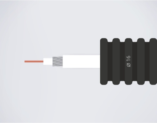 Tub flexibil copex 16mm precablat, cablu coaxial RG6 triplu ecranat