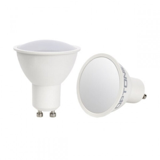 Bec LED GU10 Optonica, 7W(50W), 600 lm, lumina rece (6000K), opal, clasa energetica F