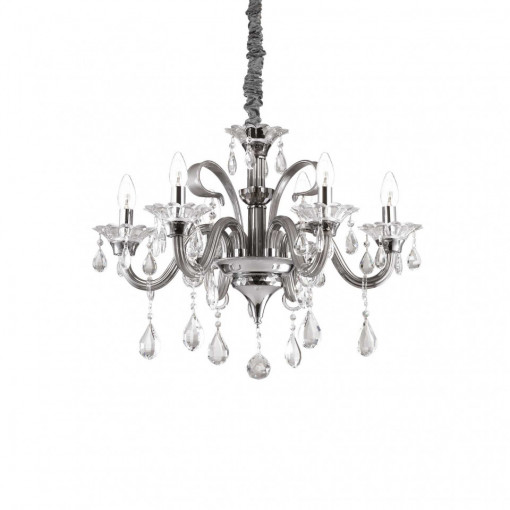 Candelabru Colossal 081540, 6xE14, alb+transparent, IP20, Ideal Lux