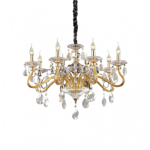 Candelabru NEGRESCO SP8, metal, cristale, transparent, 8 becuri, dulie E14, 141053, Ideal Lux