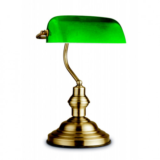 Lampa de birou Antique 24934, cu intrerupator, 1xE27, bronz+verde, IP20, Globo