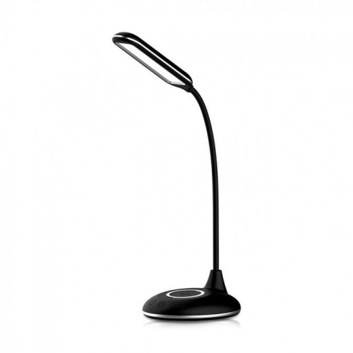Lampa de birou LED V-TAC, incarcare wireless, dimabila, 4W, 400lm, temperatura de culoare ajustabila(3000-6500K),neagra, plastic