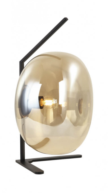 Lampa de birou VESTA TL1, metal, sticla, ambra, negru, 1 bec, dulie E27, 108001, Klausen