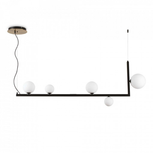 Pendul BIRDS SP5, metal, sticla, negru, bronz, 5 becuri, dulie G9, 273648, Ideal Lux