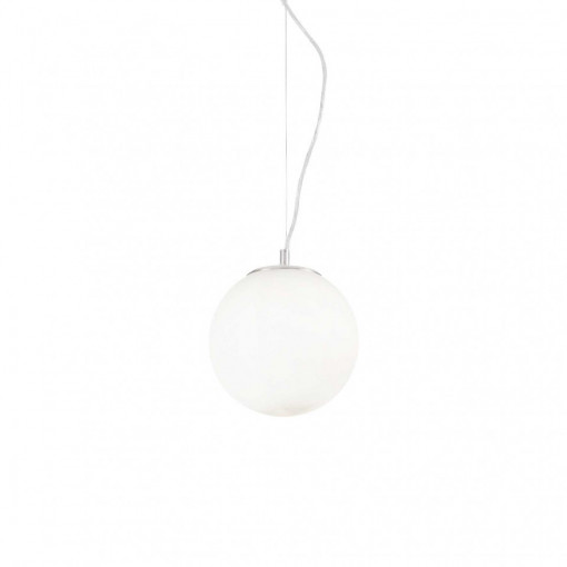 Pendul MAPA BIANCO SP1 D20, metal, sticla, alb, 1 bec, dulie E27, 009148, Ideal Lux [1]- savelectro.ro