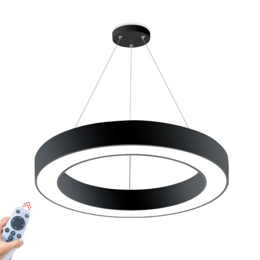 Plafoniera LED rotunda cu telecomanda suspendata Blade, 45W, 4050 lm, temperatura de culoare ajustabila(3000-6000 K), neagra, Braytron Plus