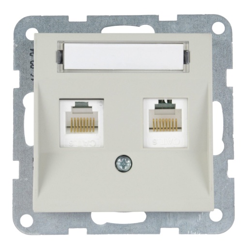 Priza dubla internet cat 6, IP20, Sandstone, Panasonic Karre Plus 55 Soft Touch