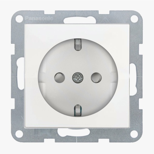 Priza simpla cu impamantare, protectie copii, 16A, IP20, Alb, Panasonic Karre Plus 55